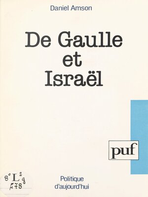 cover image of De Gaulle et Israël